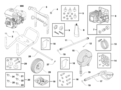 Main Unit Diagram and Parts List for 021018-00  Briggs and Stratton Pressure Washer